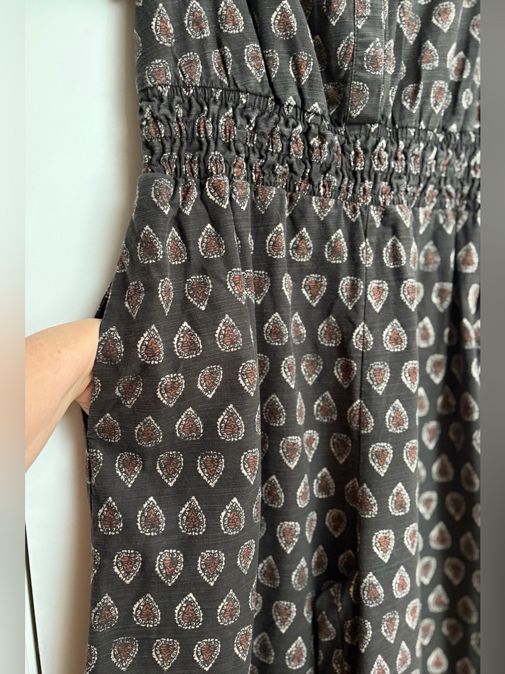 Anthropologie Somerset Jumpsuit Black Geo Pattern Wide-Leg Boho Jumpsuit Sz M - Picture 4 of 7